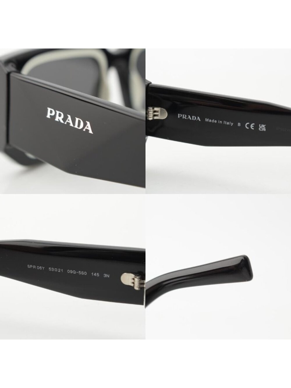 Prada Logo Square Sunglasses Eyewear Black White - Picture 9 of 10